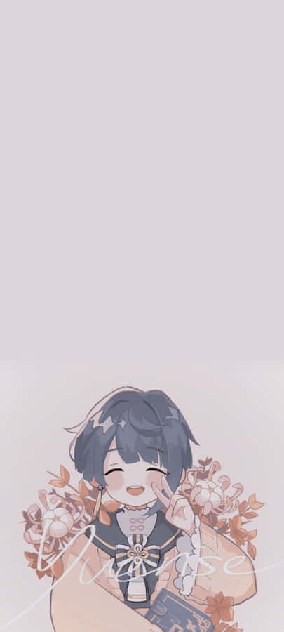 Kawaii Cute Anime Peace Sign Wallpaper