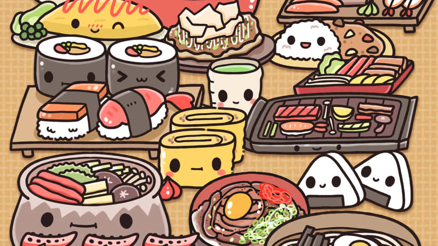 Kawaii Japanese Food Delight Wallpaper
