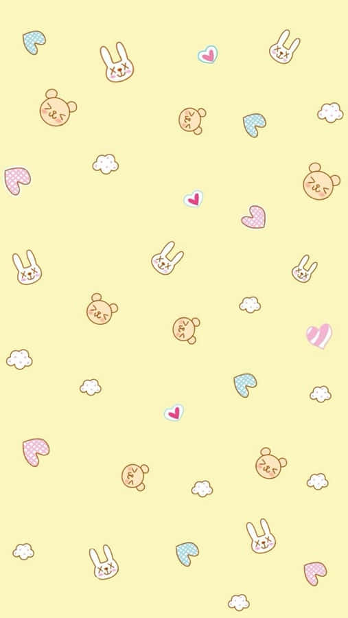 Kawaii Pastel Bears And Rabbits Wallpaper