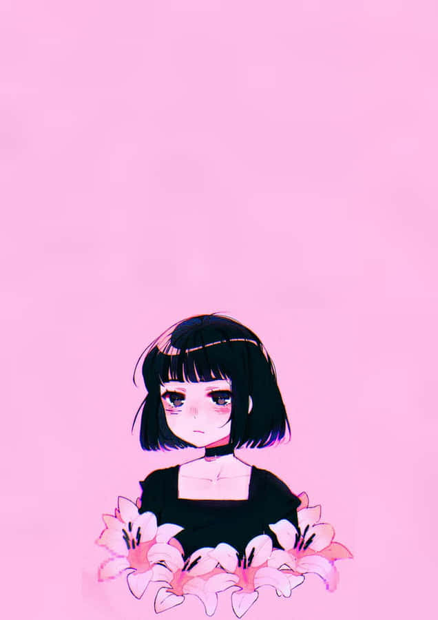 Kawaii Pink Aesthetic Anime Girl Wallpaper