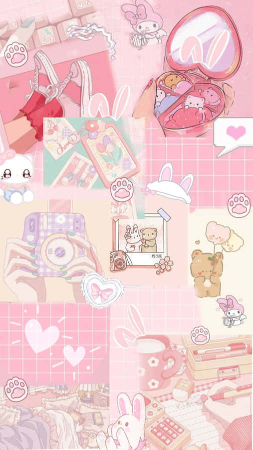 Kawaii Pink Aesthetic Collage Wallpaper