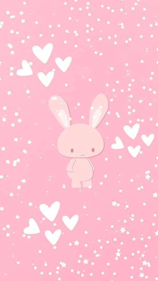 Kawaii Pink Bunny Aesthetic Wallpaper Wallpaper