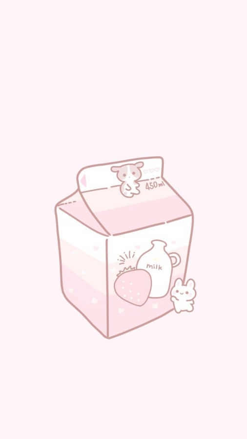 Kawaii Pink Milk Carton Aesthetic Wallpaper