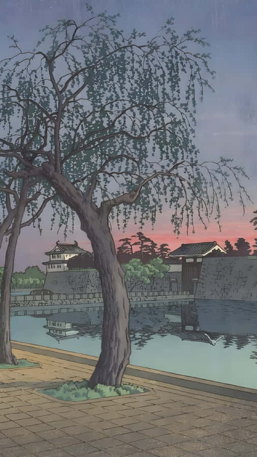 Kawase Hasui Evening Landscape Wallpaper