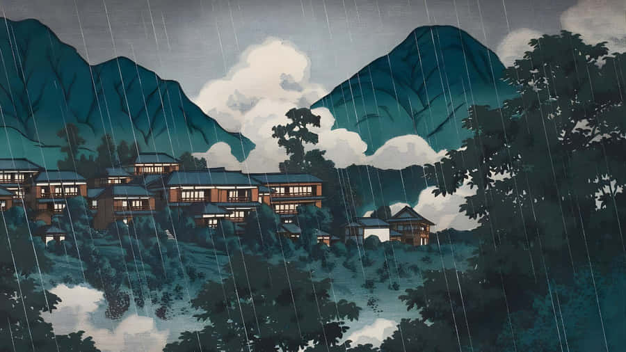 Kawase Hasui Rainy Mountain Village Wallpaper