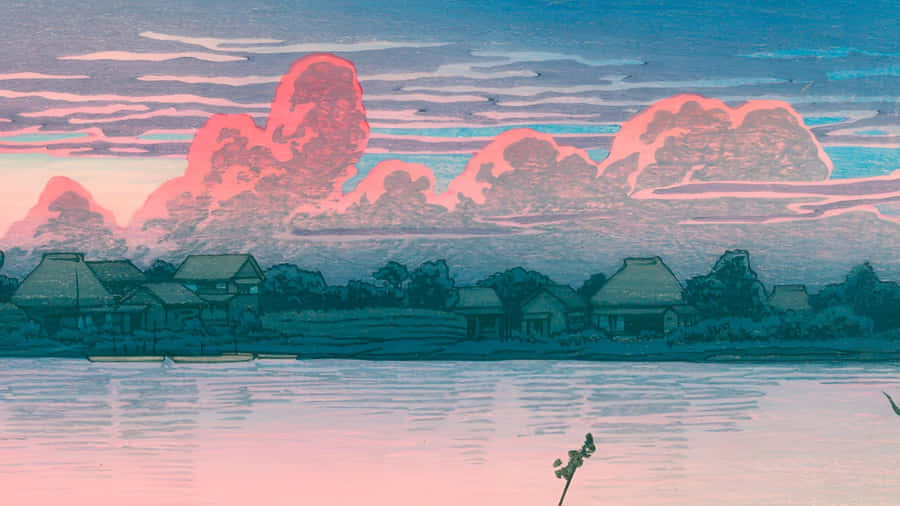 Kawase Hasui Twilight Reflections Wallpaper