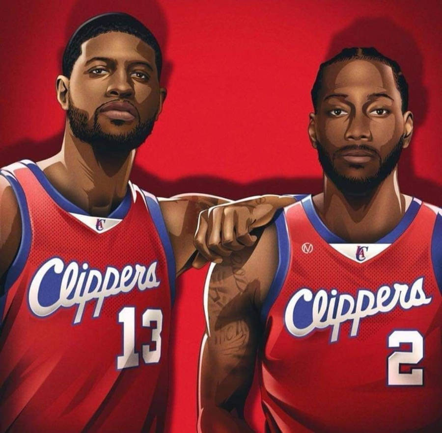 Kawhi Leonard Paul George Painted Art Wallpaper