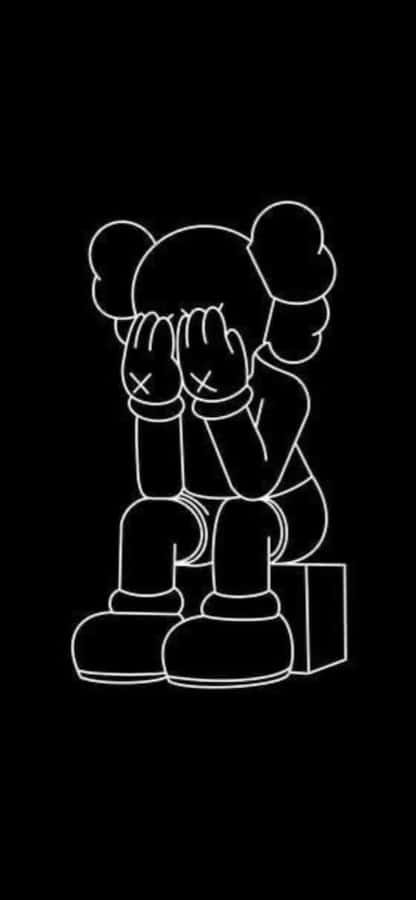 Kaws Character Covering Face Outline Wallpaper