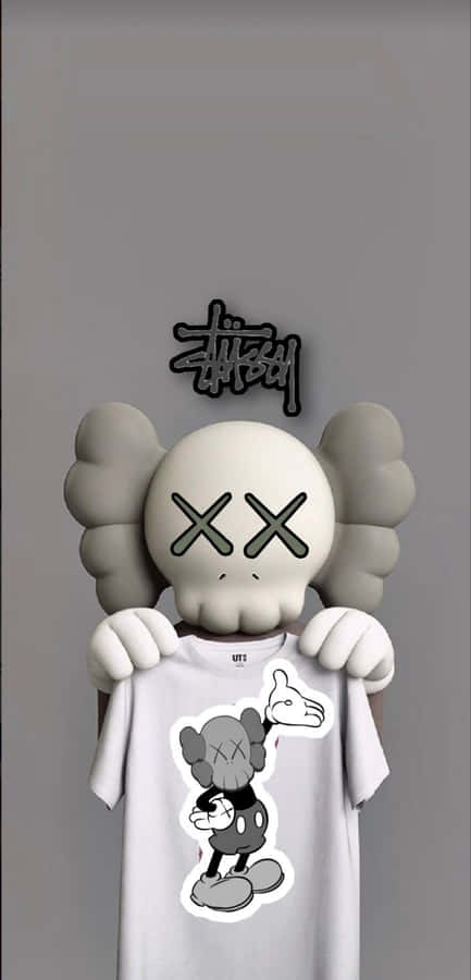Kaws Character Holding Mickey Mouse Shirt Wallpaper
