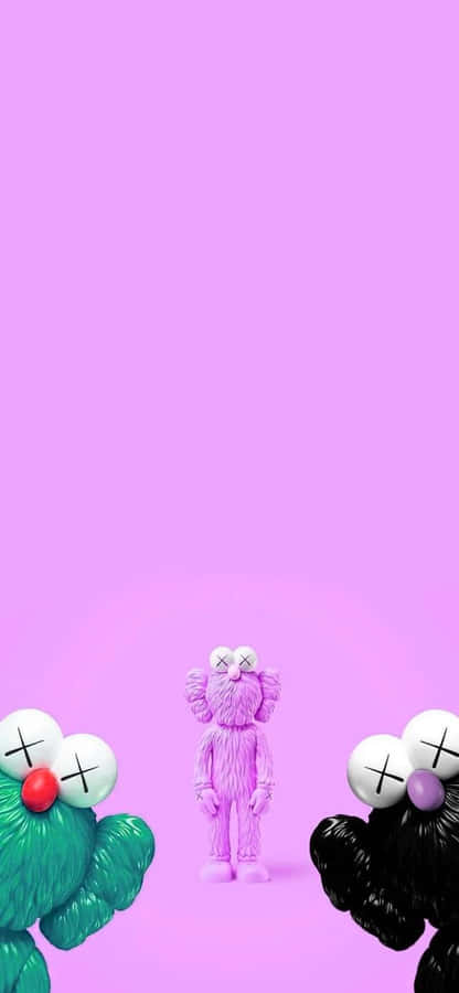 Kaws Companion Characters Purple Background Wallpaper