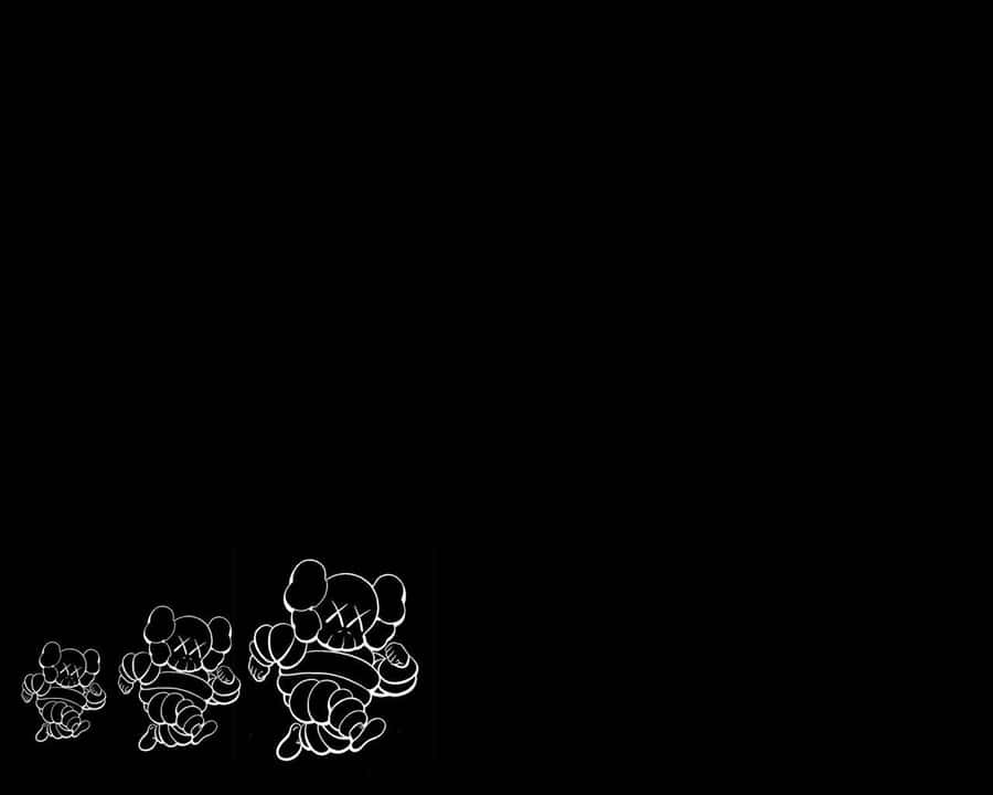 Kaws Companion Outlineson Black Background Wallpaper