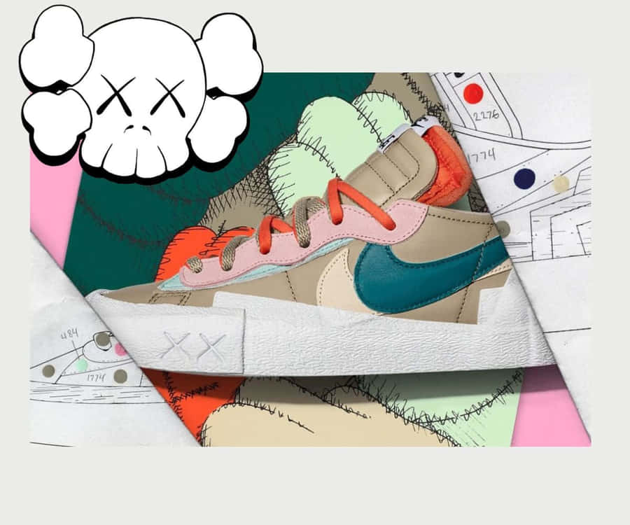 Kaws Nike Collaborative Sneaker Artwork Wallpaper