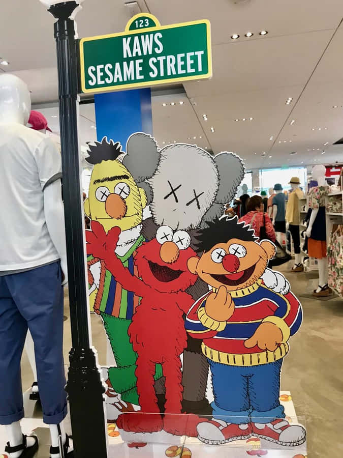 Kaws Sesame Street Collaboration Display Wallpaper