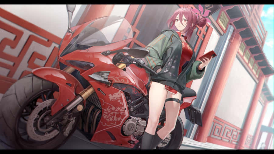 Kayama Reijo With Motorcycle Wallpaper