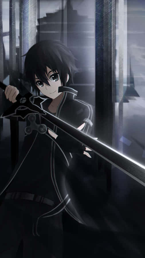 Kazuto Kirigaya Posing Confidently With His Sword Wallpaper