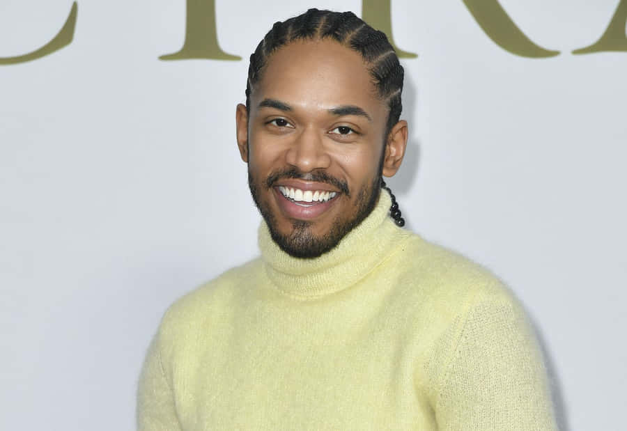 Kelvin Harrison Jr Yellow Turtleneck Smile Wallpaper
