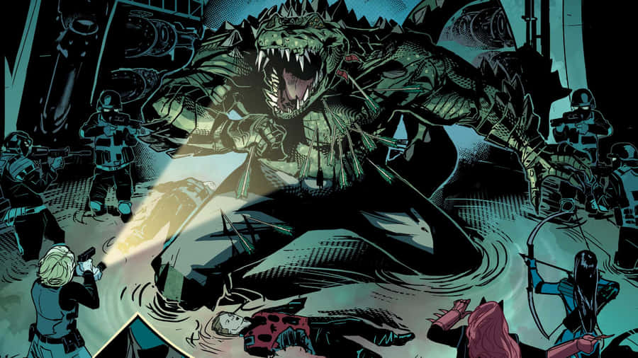 Killer Croc In Full Action Wallpaper