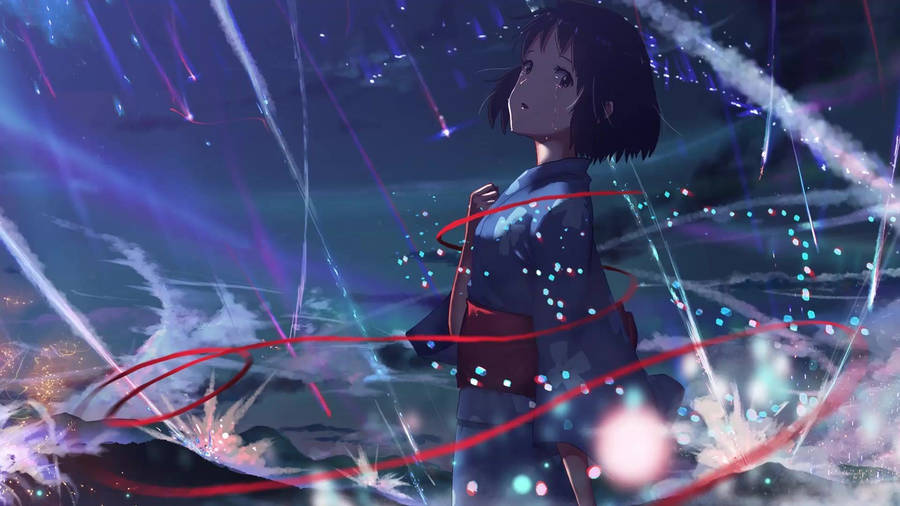 Kimi No Na Wa Comets Raining Over Mitsuha Wallpaper