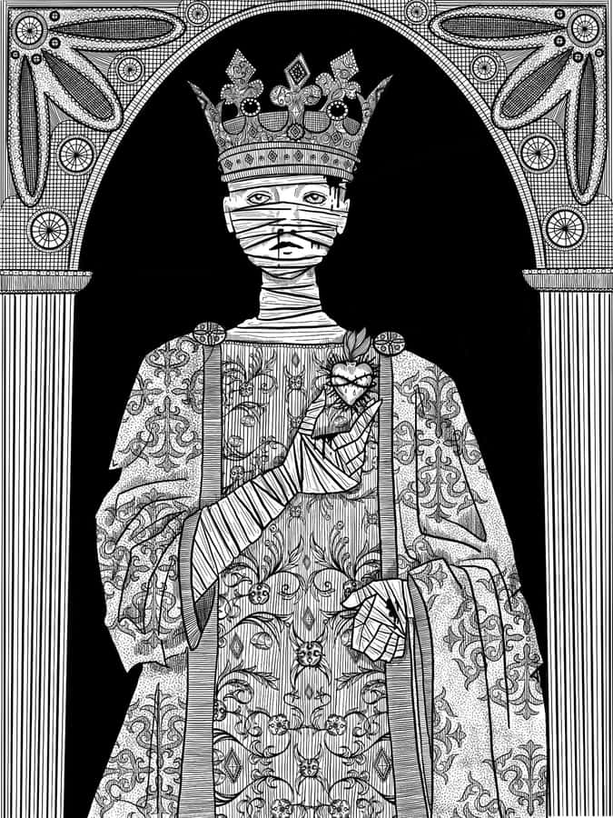 King Baldwin Blackand White Illustration Wallpaper