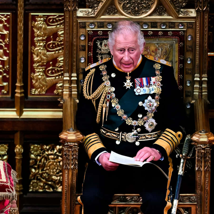 King Charles Iii Reading The Queen's Speech Wallpaper