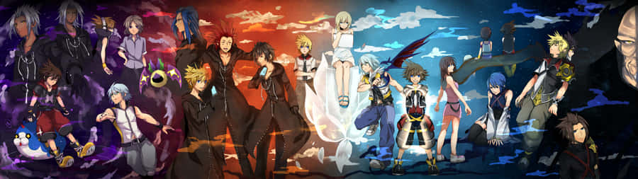 Kingdom Hearts Organization Xiii Dark Silhouettes With Glowing Eyes Wallpaper