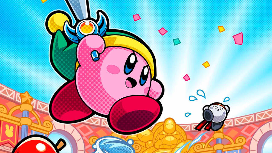 Kirby Eats Enemies And Saves The Day Wallpaper