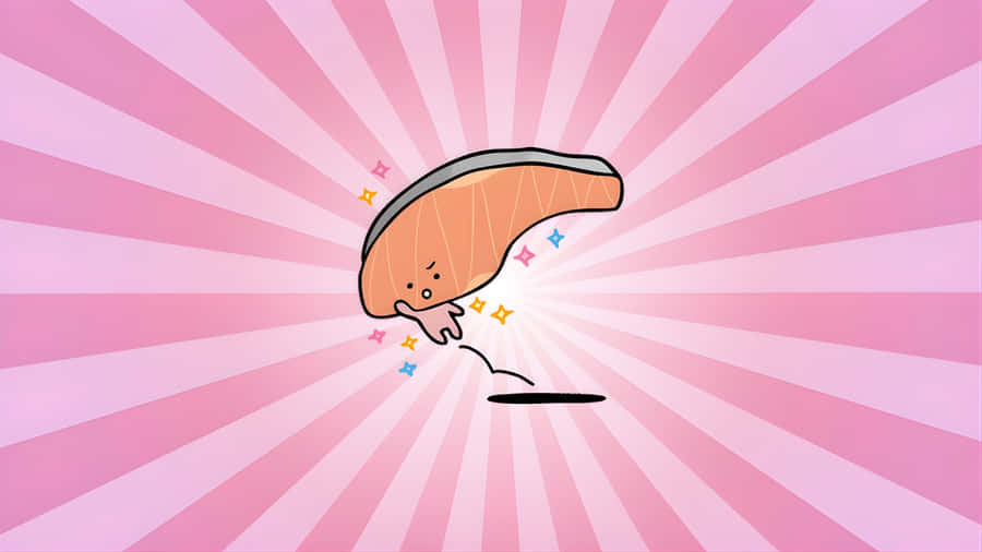 Kirimichan Cute Animated Salmon Wallpaper