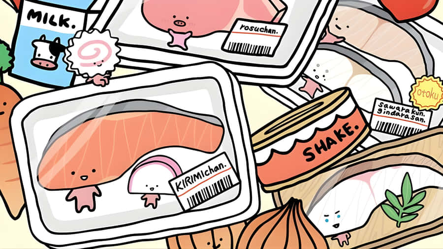 Kirimichan Cute Food Characters Wallpaper