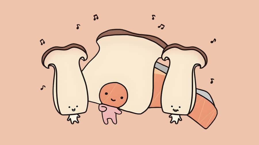 Kirimichan Dancing Mushrooms Wallpaper