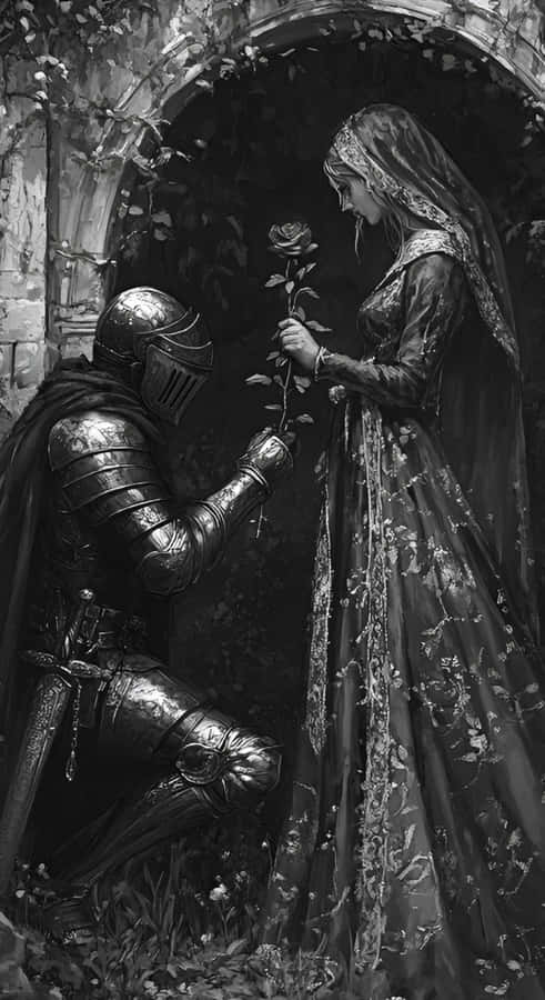 Knight Offering Rose Wallpaper