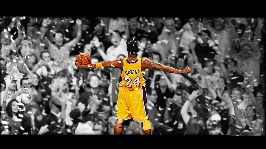 Kobe Bryant Celebrates After A Victorious Game Wallpaper