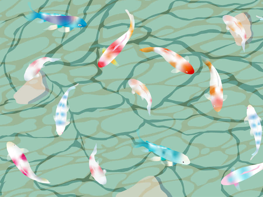 Koi Fish Pattern Aesthetic Wallpaper Wallpaper