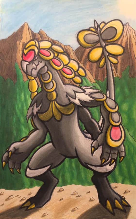 Kommo-o Crayon Art Wallpaper