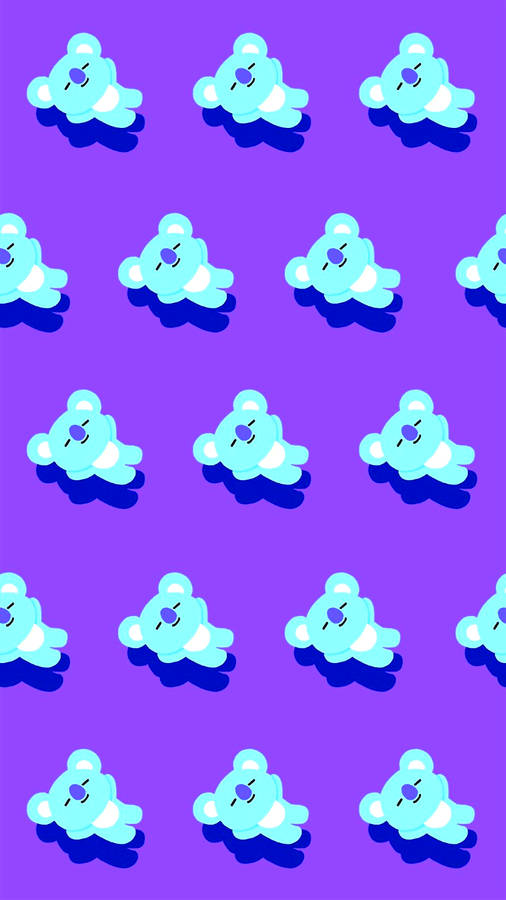 Koya Pattern Bt21 In Purple Wallpaper