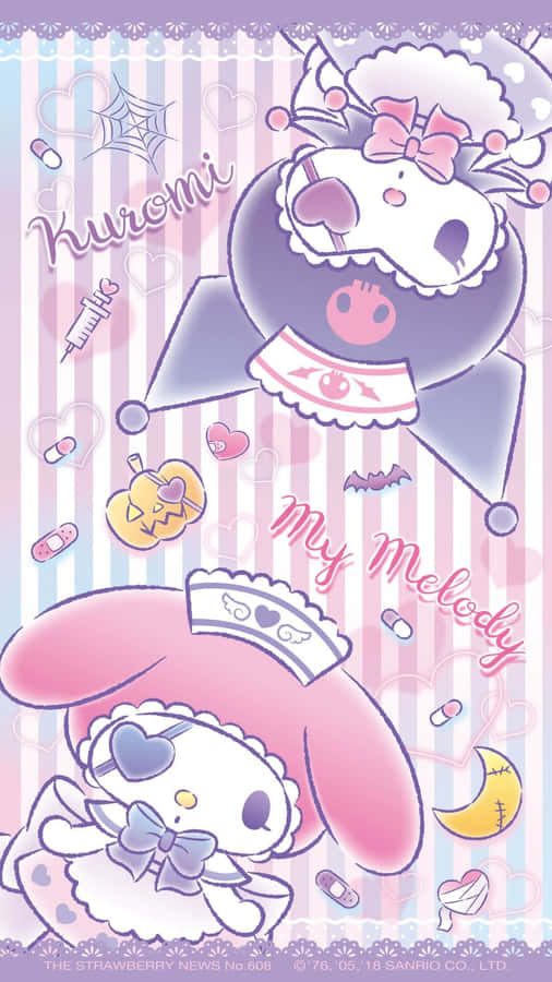 Kuromi And My Melody Enjoying Each Other's Company Wallpaper