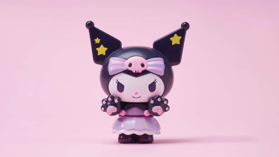 Kuromi Figure Pink Background Wallpaper