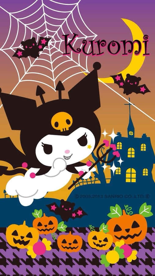 Kuromi In Her Spookiest Halloween Attire Wallpaper