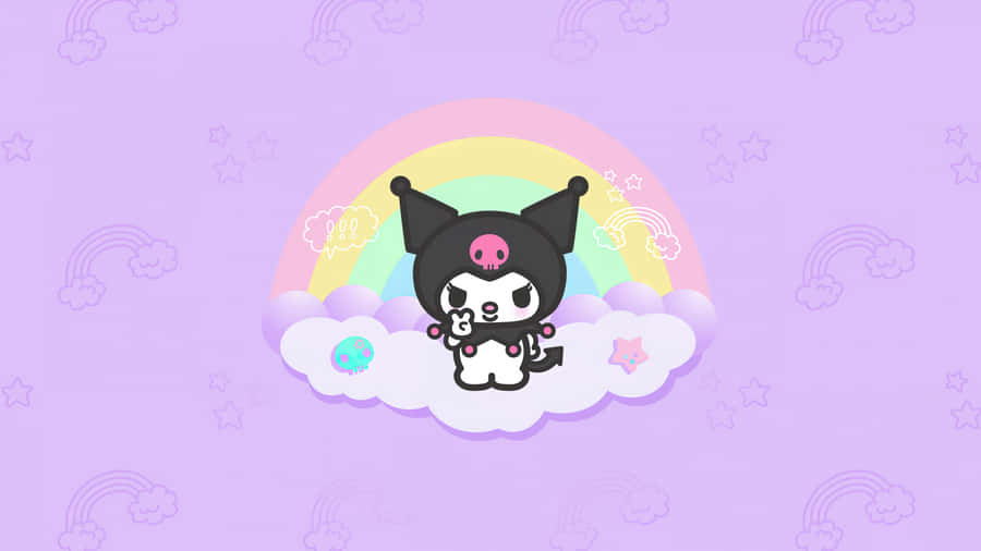 Kuromi Kawaii Enjoying A Delicious Dessert Wallpaper