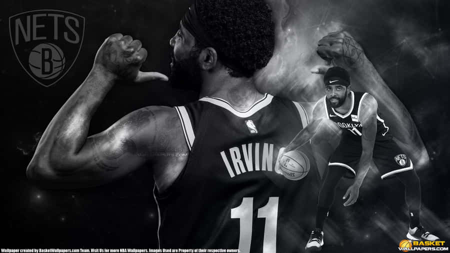 Kyrie Irving Nets Black White Wallpaper