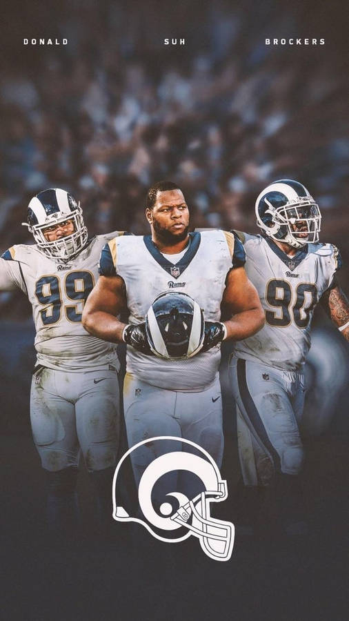 La Rams Footballers Aaron Donald, Brockers And Suh Wallpaper