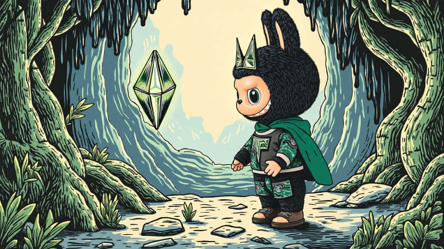 Labubu Adventure In Enchanted Forest Wallpaper