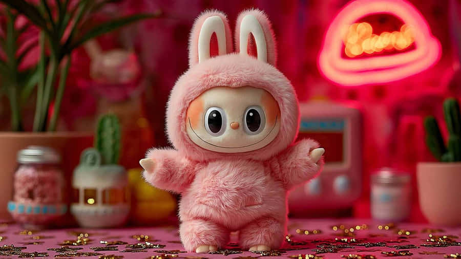 Labubu Bunny Plush Toy Wallpaper