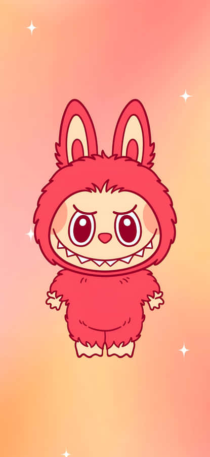Labubu Cute Red Bunny Wallpaper
