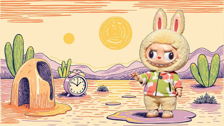 Labubu Desert Adventure Wallpaper