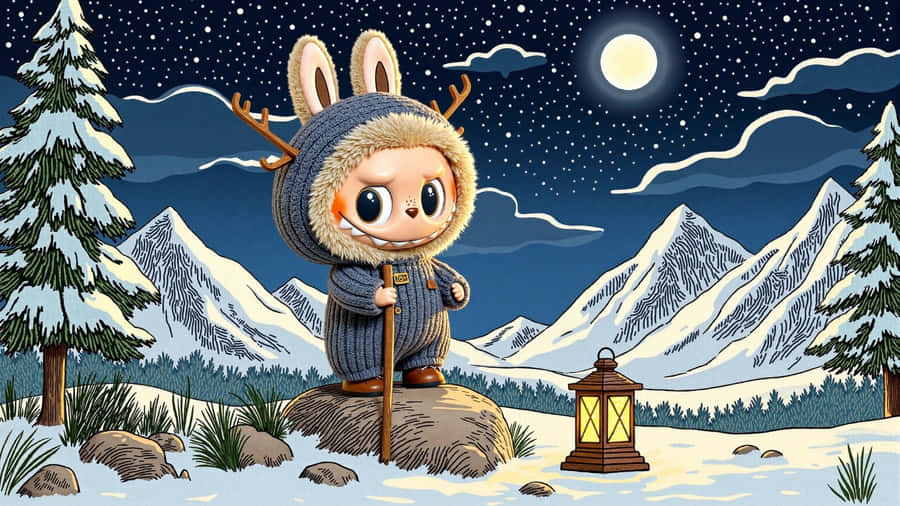 Labubu Winter Adventure Wallpaper