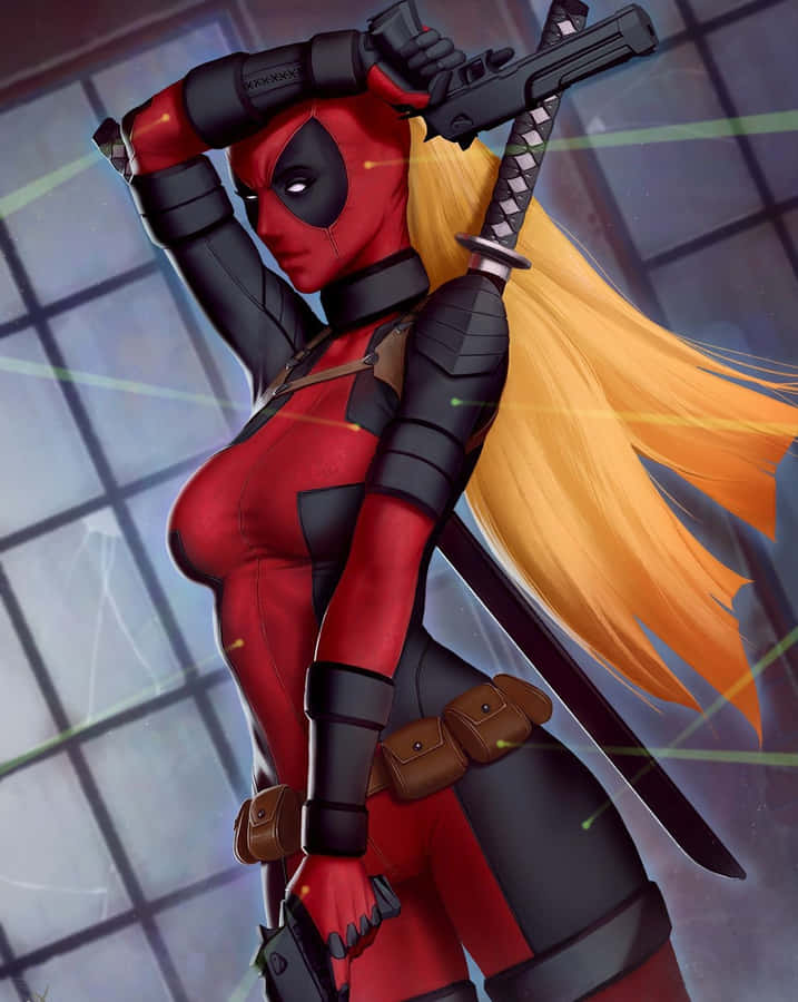 Lady Deadpool Ready For Action Wallpaper