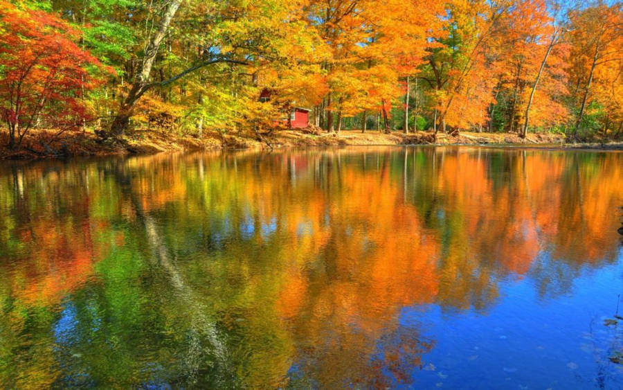 Lake Reflection Fall Desktop Wallpaper