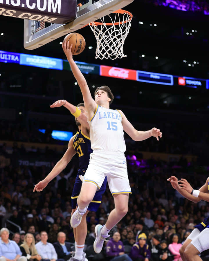Lakers Player Austin Reaves Layup Action Wallpaper