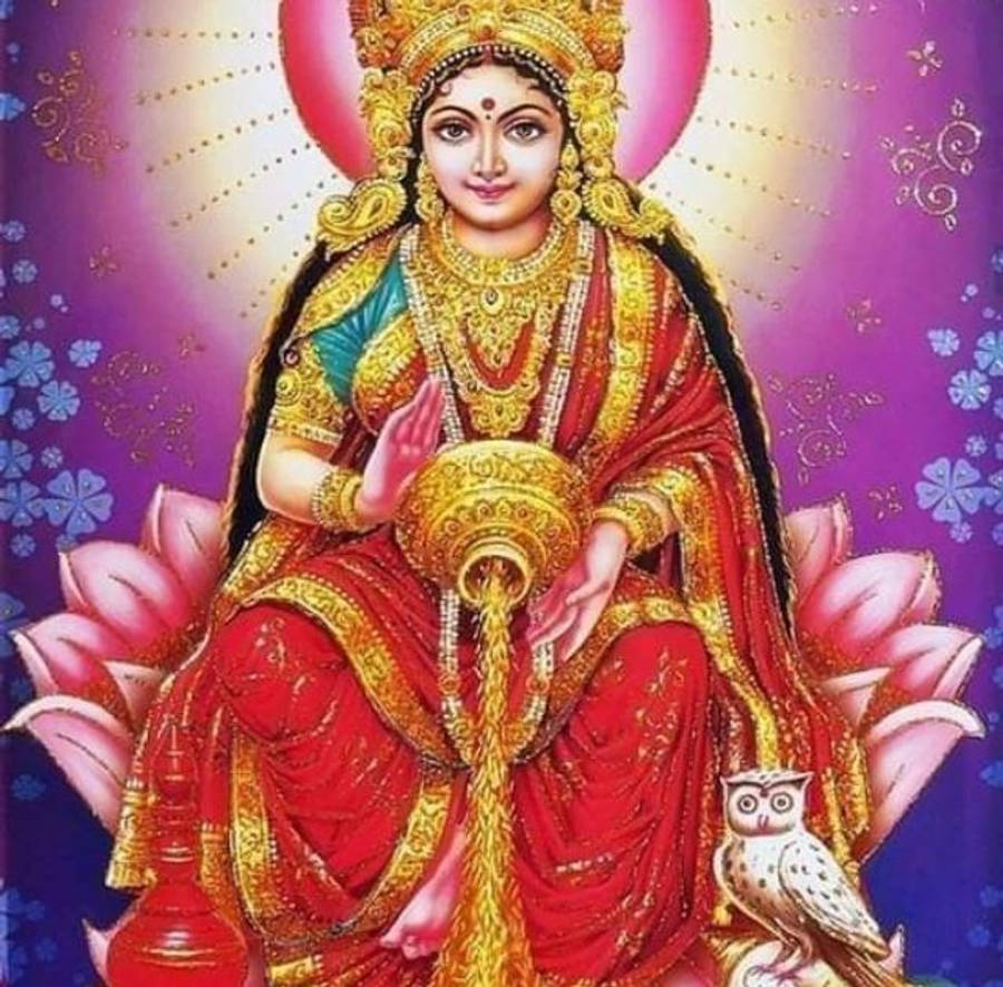 Lakshmi Devi Pouring Out Coins Wallpaper