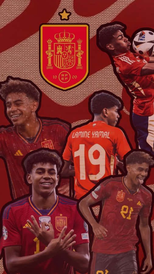 Lamine Yamal Spain Football Collage Wallpaper